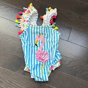 Striped Flamingo Swimsuit with Tassels